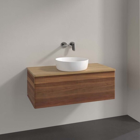 Villeroy & Boch Antao Servantskap med 1 skuff 100x50x36 cm m/lys Valnøtt/Eik Villeroy & Boch Antao Servantskap med 1 skuff 100x50x36 cm m/lys Valnøtt/Eik