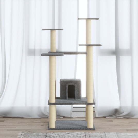 Vidaxl Kattetre Med Klorestolper I Sisal Lysegrå 110 cm Vidaxl Kattetre Med Klorestolper I Sisal Lysegrå 110 cm