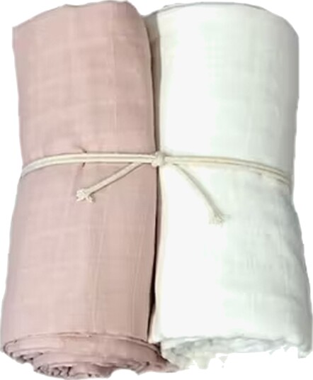 Mini Dreams Musselinteppe 2-Pack Hvit/Rosa