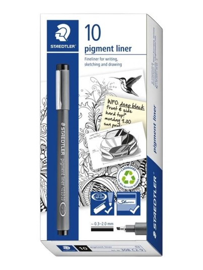 Staedtler Fineliner pigment liner 10 pcs 2.0mm black