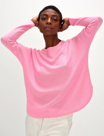 Davida Cashmere Curved Sweater Pink L Davida Cashmere Curved Sweater Pink L