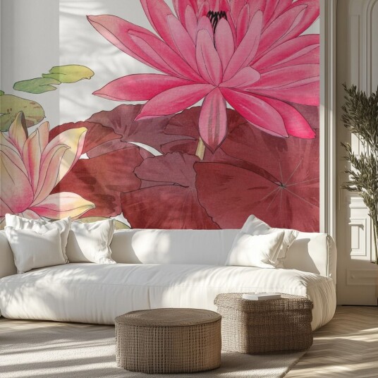 Tapet Rosa Lotusblomst Tapet Rosa Lotusblomst