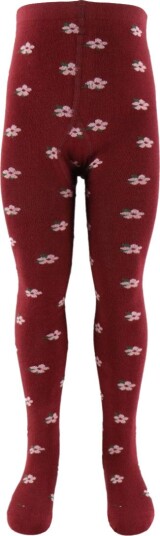 Fuzzies Strømpebukser Bordeaux m. Blomster Fuzzies 62/68 Strømpebukser Rosa 62 68