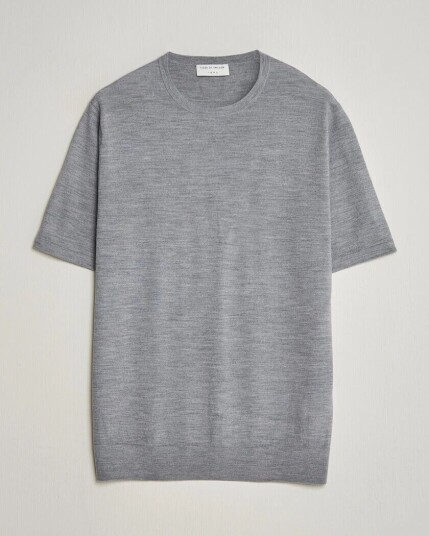 Tiger of Sweden Connor Knitted Crew Neck T Shirt Grey Melange
