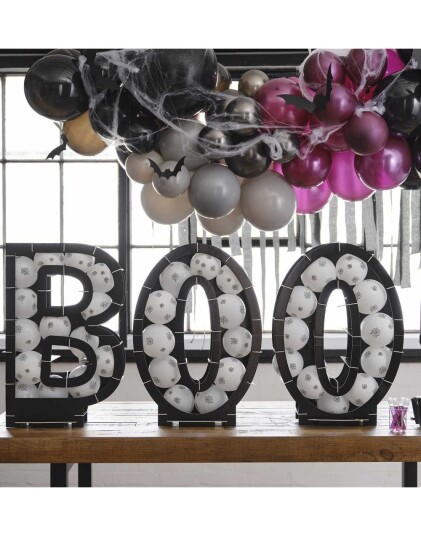 Halloween Ballongsett Formet som "BOO" med LED Lys Fright Night