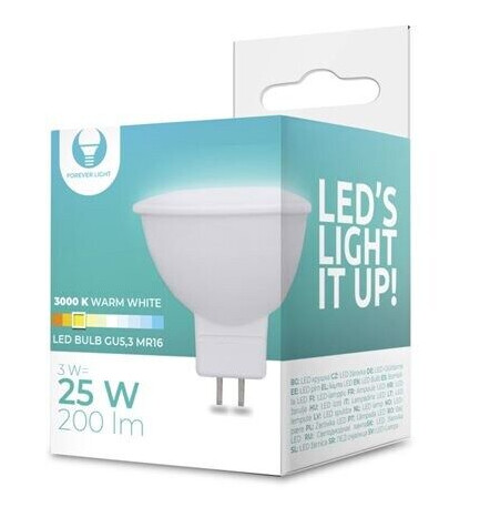 LED-Lampe GU5,3 MR16 3W 12V 3000K 200lm