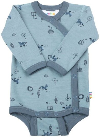 Joha Fox omslagsbody i ull/bomull Blue Joha Fox omslagsbody i ull/bomull Blue