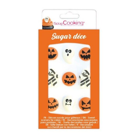 ScrapCooking   Halloween spiselig kakepynt 9 stk oransje/hvit