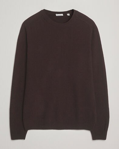 KnowledgeCotton Apparel Lambswool Roundneck Chocolate