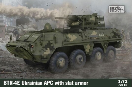 IBG BTR 4E Ukrainsk Panserkjøretøy Med Gitterpanser Byggesett 1:72