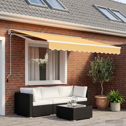 vidaXL Elektrisk Utrekkbar Markise sand 4 × 3 m Polyester og aluminium vidaXL Elektrisk Utrekkbar Markise sand 4 × 3 m Polyester og aluminium