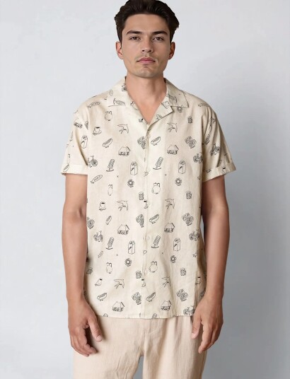 Clean Cut Copenhagen Bowling Magne S/S Shirt Cream XL Clean Cut Copenhagen Bowling Magne S/S Shirt Cream XL