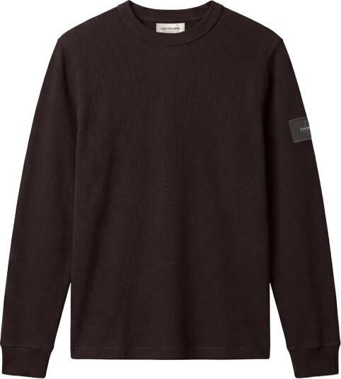 Calvin Klein Jeans Ls Waffle Badge Crewnk Tee   PIRATE BLACK   S