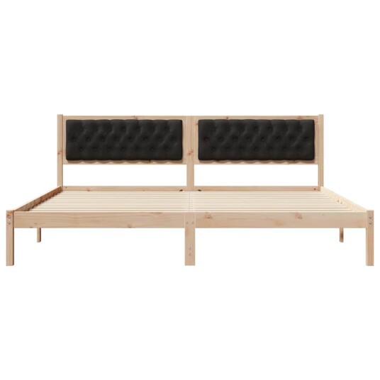 Sengestamme med hodegjerde Svart 200 x 200 cm Massiv furu Sengestamme med hodegjerde Svart 200 x 200 cm Massiv furu