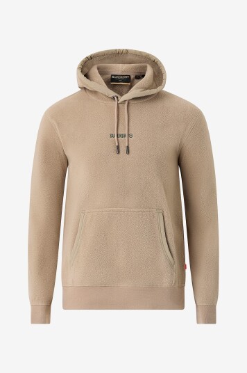 Superdry Hettegenser Micro Logo Fleece Hood Beige