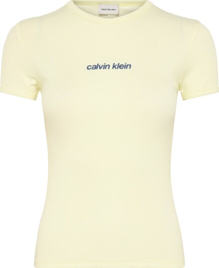 Calvin Klein Jeans Ss Contour Rib Logo Ringer Tee Green XS