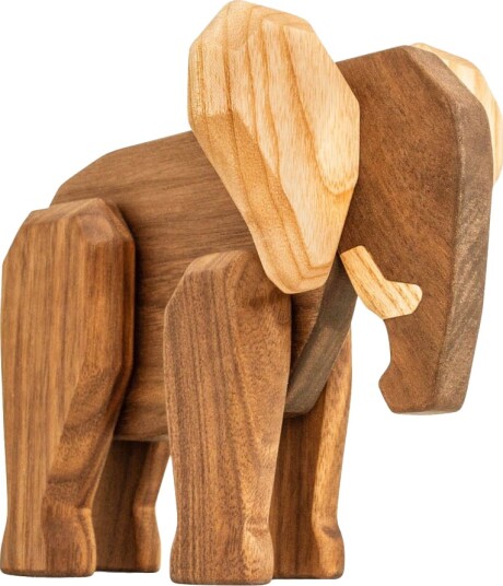 FableWood - Far elefant trefigur 16 cm valnøtt/ask