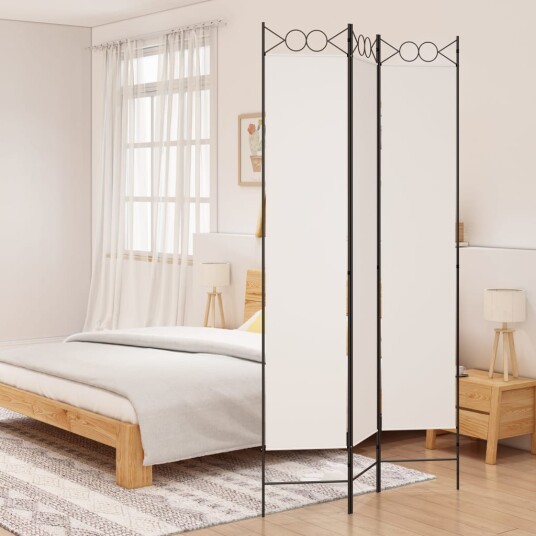 vidaXL Romdeler 3 paneler hvit 120x220 cm stoff