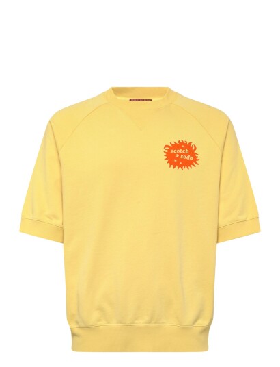 Scotch & Soda Front And Back Artwork Loosefit Shortsleeve Sweatshirt Yellow XXL