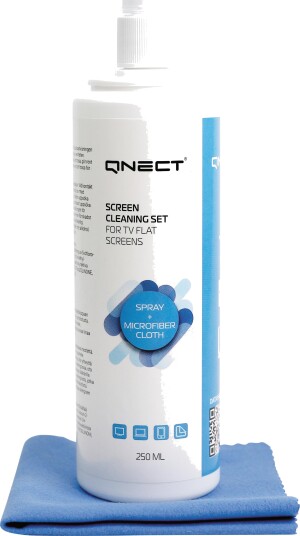 QNECT Rengjøringssett for skjerm 250 ml + mikrofiberklut QNECT Rengjøringssett for skjerm 250 ml + mikrofiberklut