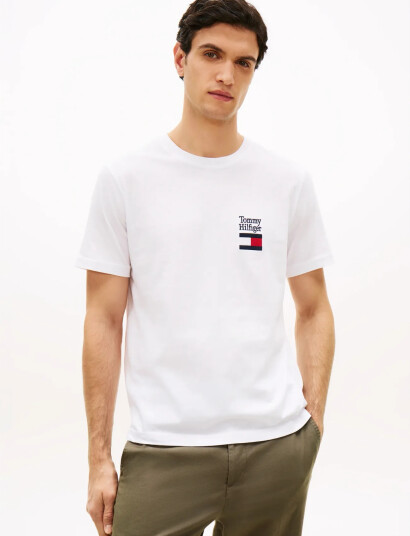 Tommy Hilfiger Brand Love Text Stack Tee White L Tommy Hilfiger Brand Love Text Stack Tee White L
