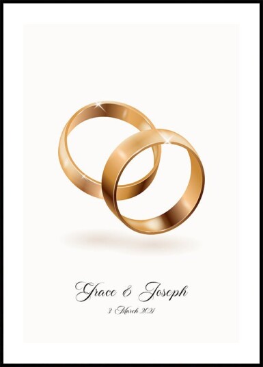 Forever Entwined in Gold Wedding Ring Personalized Plakat Plakat / 100x150cm