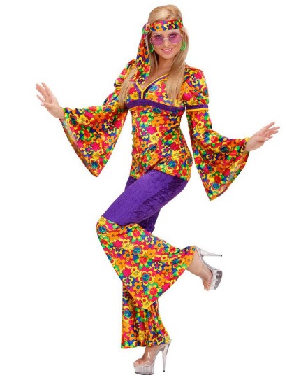 Flower Power Damekostyme Strl XL