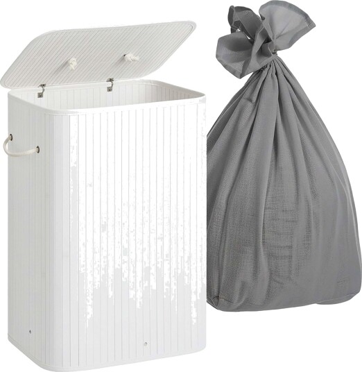 Bambus skittentøyskurv – 2 rom sammenleggbar design Bambus skittentøyskurv – 2 rom sammenleggbar design