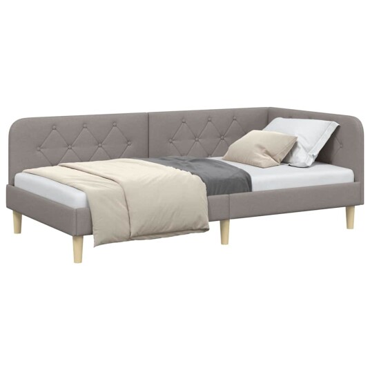  Hjørnesengramme med hodegjerde Gråbrun 100 x 200 cm stoff