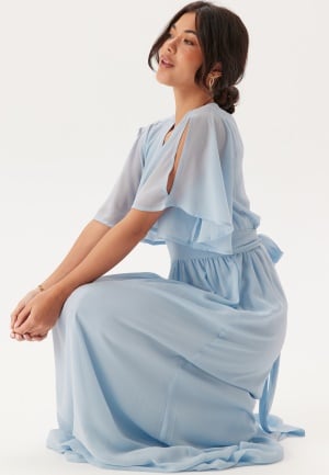 Bubbleroom Occasion Butterfly Sleeve Chiffon Gown Light blue 42