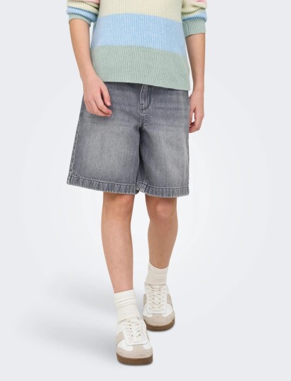 Kids Only Kogcomet Wide Long Shorts Dnm Dia Noos Grey 128