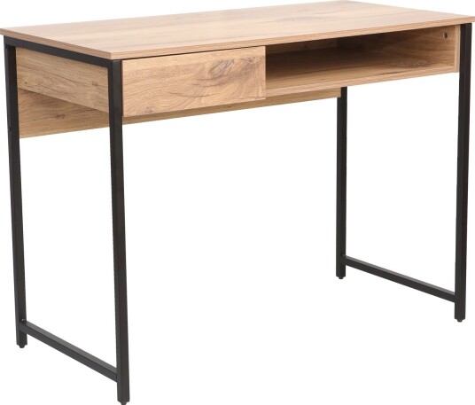 Skrivebord HOME4YOU 100x50x76 cm rustikk/svart - lyst rustikt tre/svart