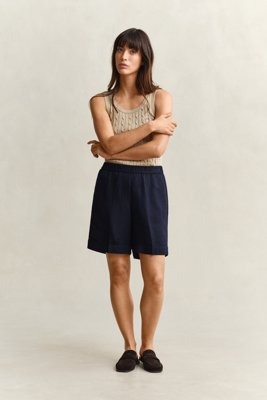 GANT Linen Blend Pull On Shorts   Navy   34