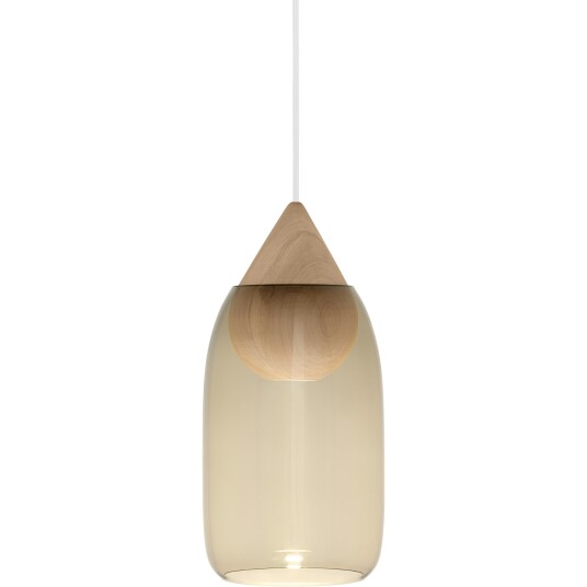 Liuku Drop Pendel Mattlakkert Lindetre / Røkt Glass Liuku Drop Pendel Mattlakkert Lindetre / Røkt Glass