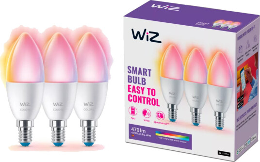 Wiz Connected Full Colour Wi-Fi BLE LED pære 4,9W E14 3-pakning Wiz Connected Full Colour Wi-Fi BLE LED pære 4,9W E14 3-pakning
