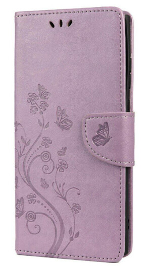 INCOVER Samsung Galaxy S22 Ultra PU Skinn Flip Deksel med Lommebok Sommerfugler & Blomster - Lilla