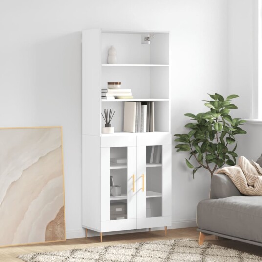 vidaXL Highboard hvit 69,5x34x180 cm konstruert tre 8720845926687