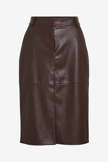 Vila - Skjørt viDagmar HW Midi Coated Skirt - Brun
