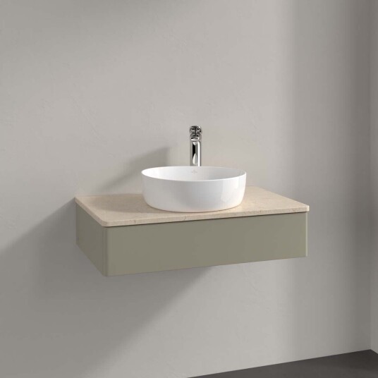 Villeroy & Boch Antao Servantskap med 1 skuff 80x50x19 cm m/lys Steingrå/Crème Villeroy & Boch Antao Servantskap med 1 skuff 80x50x19 cm m/lys Steingrå/Crème