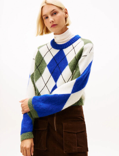 Tommy Hilfiger Alpaca Blend Argyle C-Nk Ls Swt - Blue - S/M Tommy Hilfiger Alpaca Blend Argyle C-Nk Ls Swt - Blue - S/M