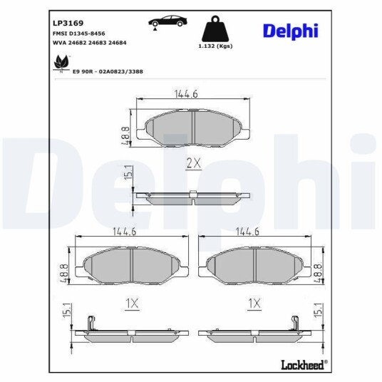 Bremseklosser DELPHI LP3169 Bremseklosser DELPHI LP3169