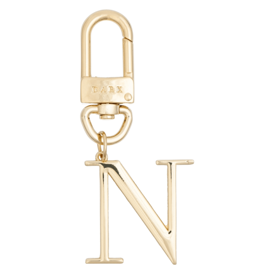 Dark Metal Letter Bag Charm Letter N Gold