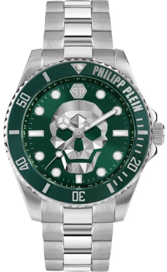Philipp Plein Herreklokke PWOAA0622 The Skull Grønn/Stål Ø44 mm