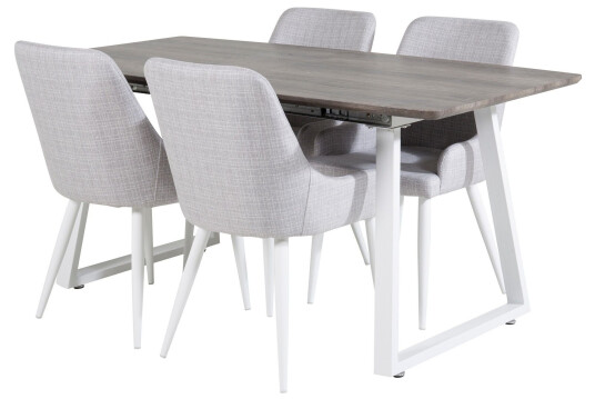 Venture Home Inca Spisegruppe Forlengningsbar 160 cm Rektangulær med 4 Plaza Stoler Grå
