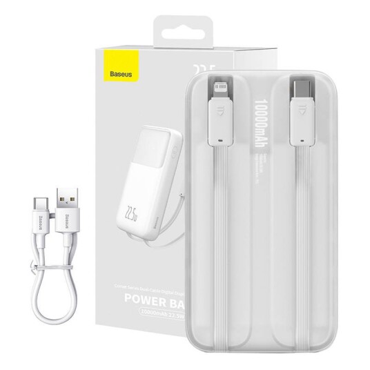 Baseus Comet 10000mAh Powerbank 22.5W Hvit med USB-A Baseus Comet 10000mAh Powerbank 22.5W Hvit med USB-A