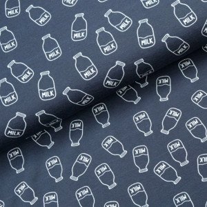 Bomullsjersey Print Stoff 150cm 001 Melk  50cm