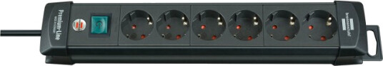 Brennenstuhl Premium-Line 6-veis Strømkontakt med 3 m Kabel, Svart Brennenstuhl Premium-Line 6-veis Strømkontakt med 3 m Kabel, Svart
