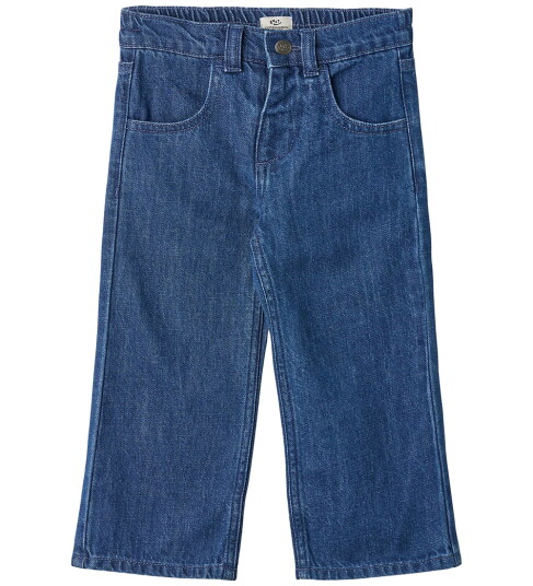 COPENHAGEN COLORS Dark Indigo Blue Washed Organic Denim Bukser W. Pocket Embroidery & Wide Leg 146 COPENHAGEN COLORS Dark Indigo Blue Washed Organic Denim Bukser W. Pocket Embroidery & Wide Leg 146