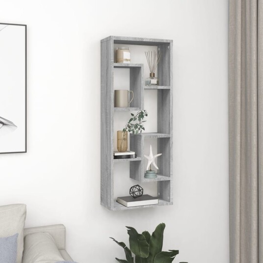 vidaXL Vegghylle gr? sonoma 36x16x90 cm konstruert tre