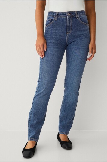 Ellos Collection Smale stretchjeans med høy midje Blå
